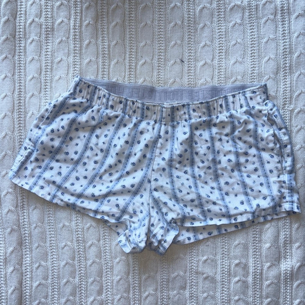 Hollister Blue and White Floral Sleep Shorts